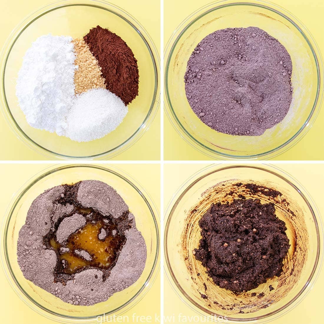 Collage showing the process of making the rum balls.