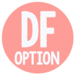 Text reads "dairy free option" in white block font on a peachy pink circle.