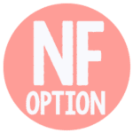 Text reads "Nut free option" in white block font on a peachy pink circle.