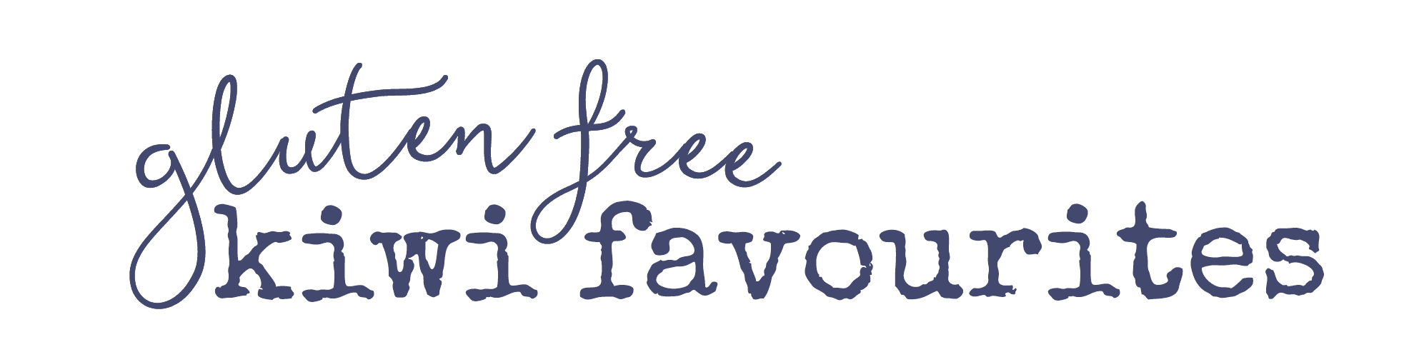 Gluten free kiwi favourites logo in navy text.
