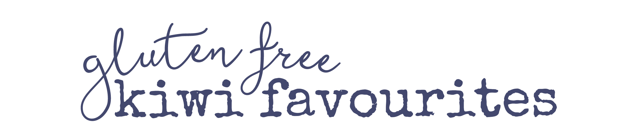 Gluten free kiwi favourites logo in navy text.